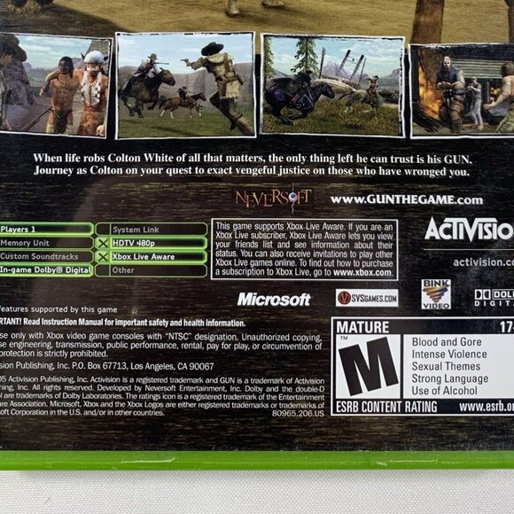 Gun Xbox Original Complete with Manual and Disc Activision Mature 17+ Tested - Picture 5 of 5